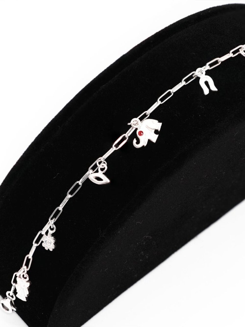 925 Sterling Silver Fancy Paperclip Owl Sunflower Evil Eye Elephant Bracelet